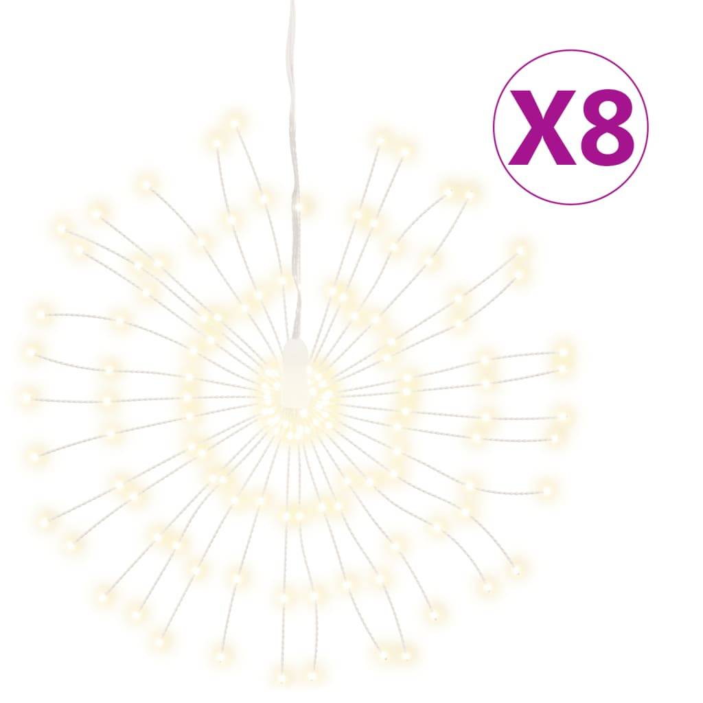 Lot 8 Étoiles Rayonnantes LED 8 Modes à Piles avec Télécommande Blanc Chaud – ComfortXL Outdoor Living - Image 2