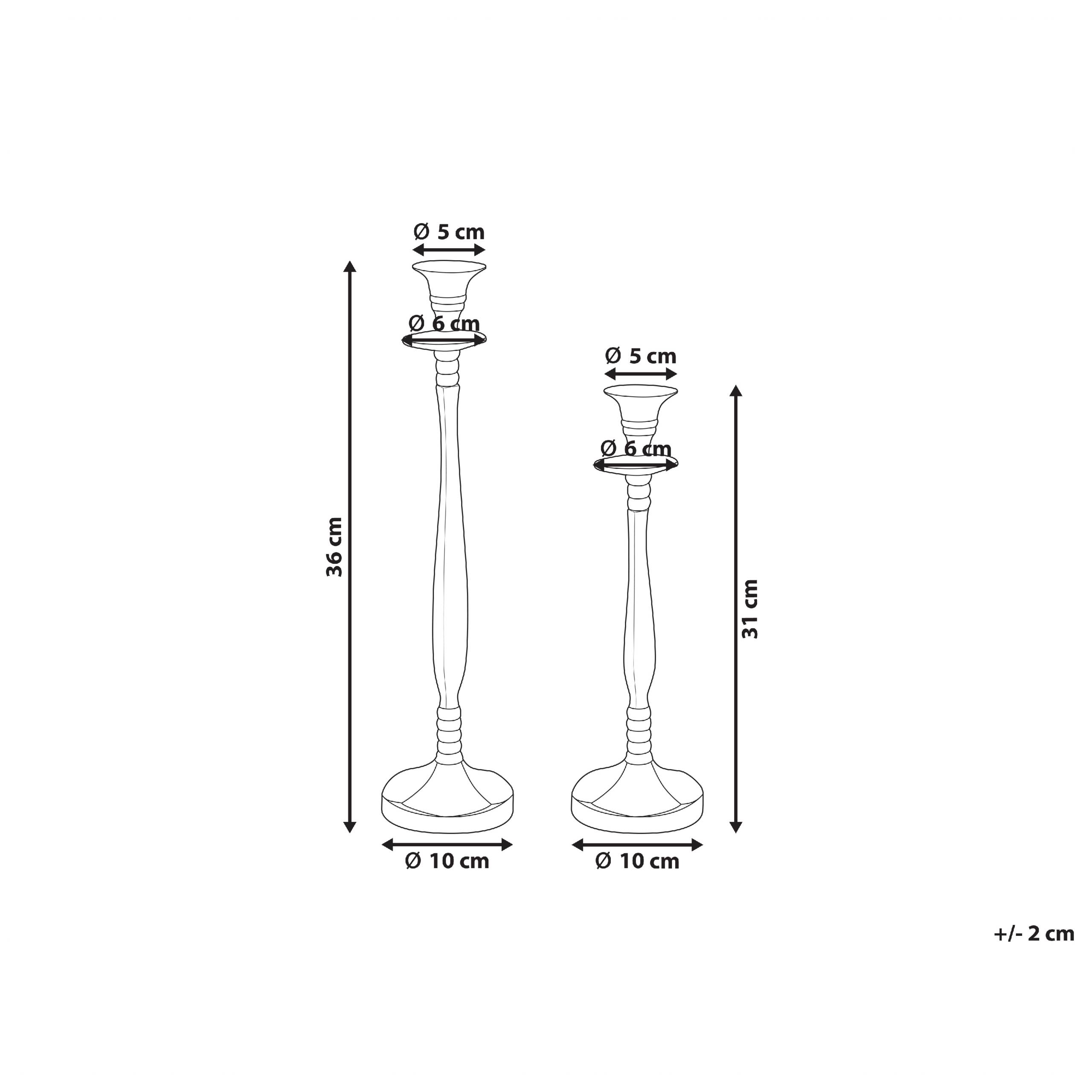 Beliani - Lot de 2 Bougeoirs en Finition Brillante Aluminium Doré 31/36 cm Robuste Léger Bougies Parfaites pour la Chambre et le Salon Eclairage Doux - Image 3