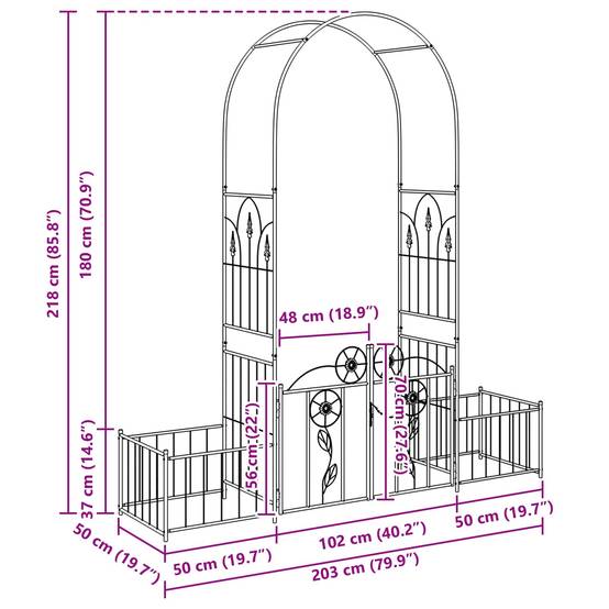 Pergola Arquée Jardin Pin Imprégné 180x210x40cm Décoration Extérieure - ComfortXL Outdoor Living - Image 8