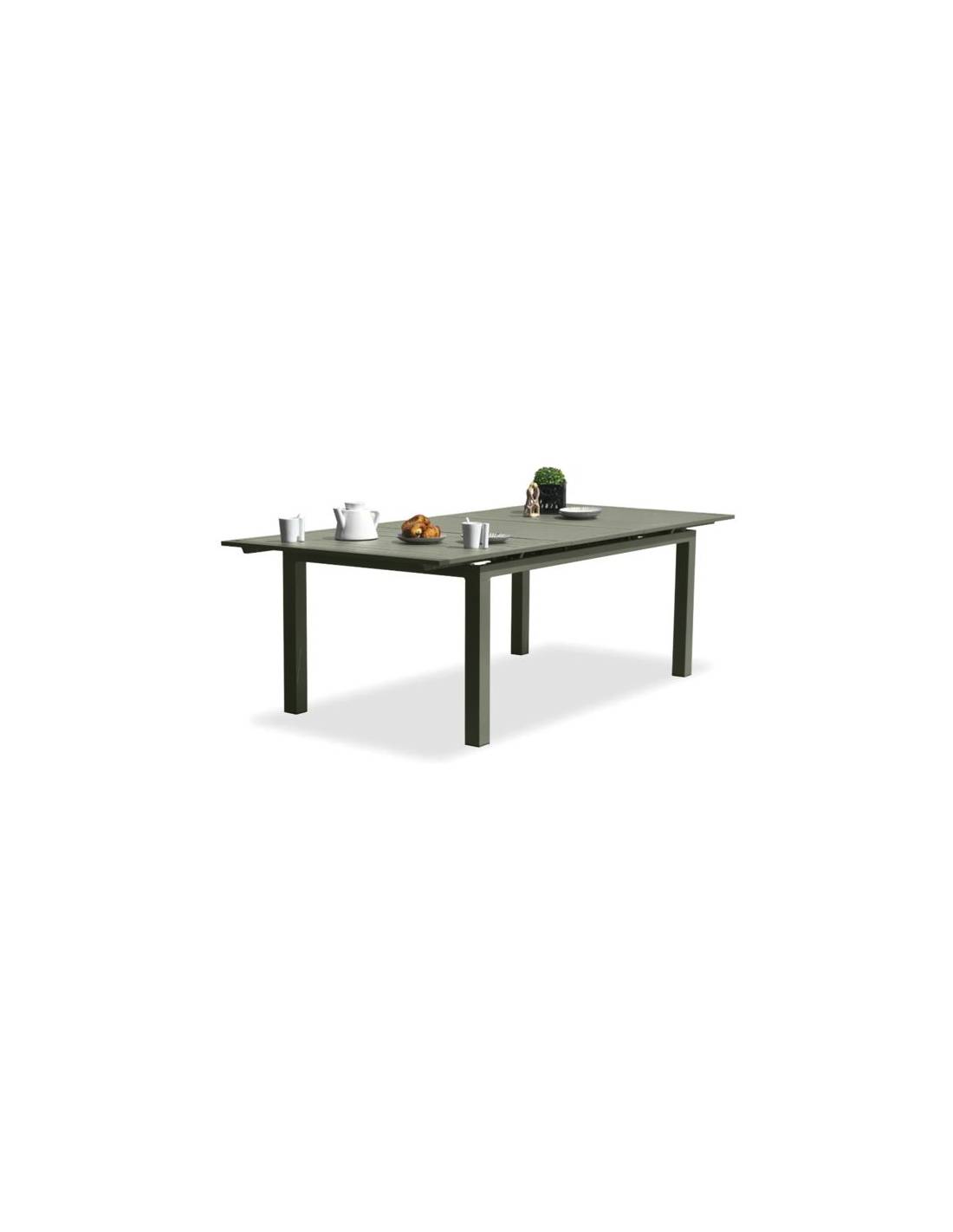 Dcb Garden - Table Miami Kaki Extensible Table De Jardin Extensible En Aluminium Kaki - Dcb Groupe - Decochine - Image 1
