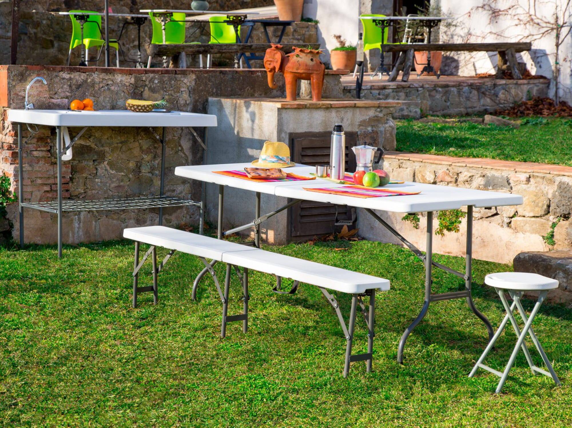 Table pliante rectangulaire intérieur, extérieur 75,5x49,5 blanc EASY garbar - Image 4