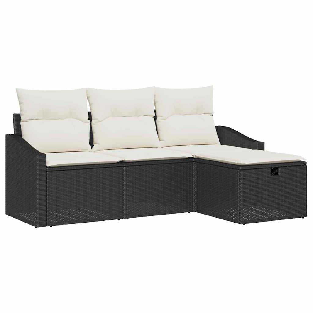 ComfortXL - Salon de Jardin 4 Places Poly Rotin avec Coussins et Rangement pour Balcon Noir – ComfortXL Outdoor Living - Image 2