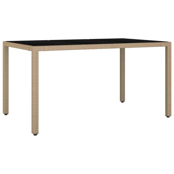 Table de Jardin Rectangulaire Beige 150x90cm en Poly Rotin et Plateau Verre Facile d'Entretien – ComfortXL Outdoor Living - Image 2