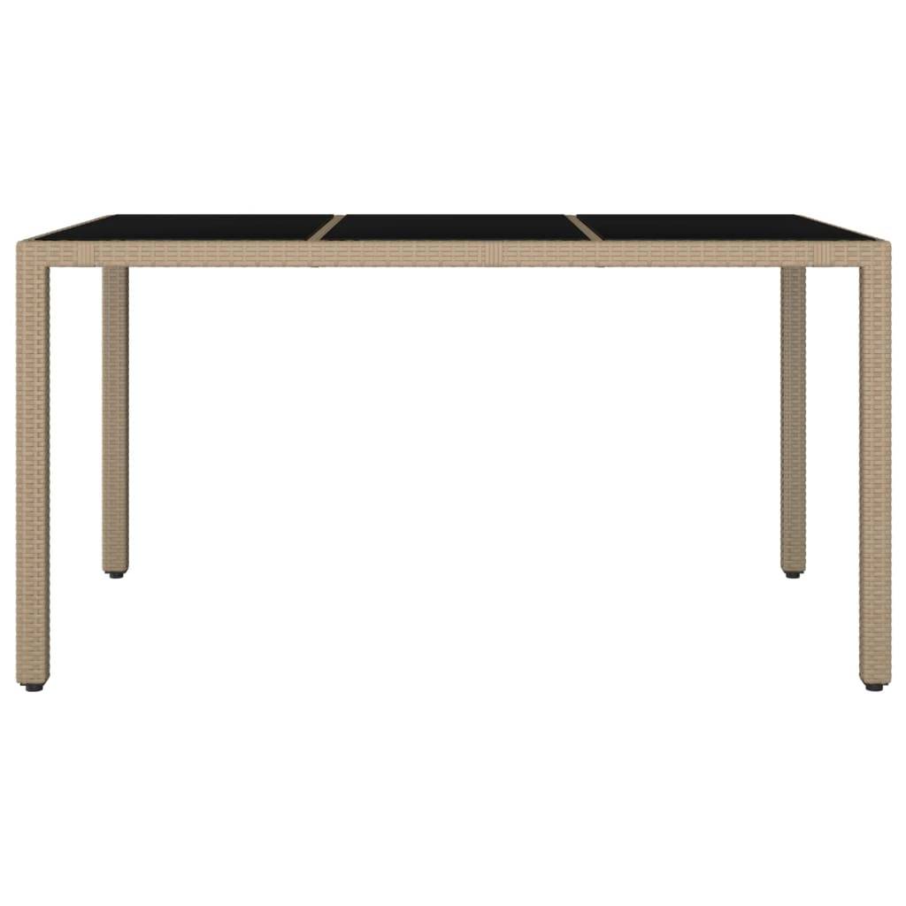 Table de Jardin Rectangulaire Beige 150x90cm en Poly Rotin et Plateau Verre Facile d'Entretien – ComfortXL Outdoor Living - Image 3