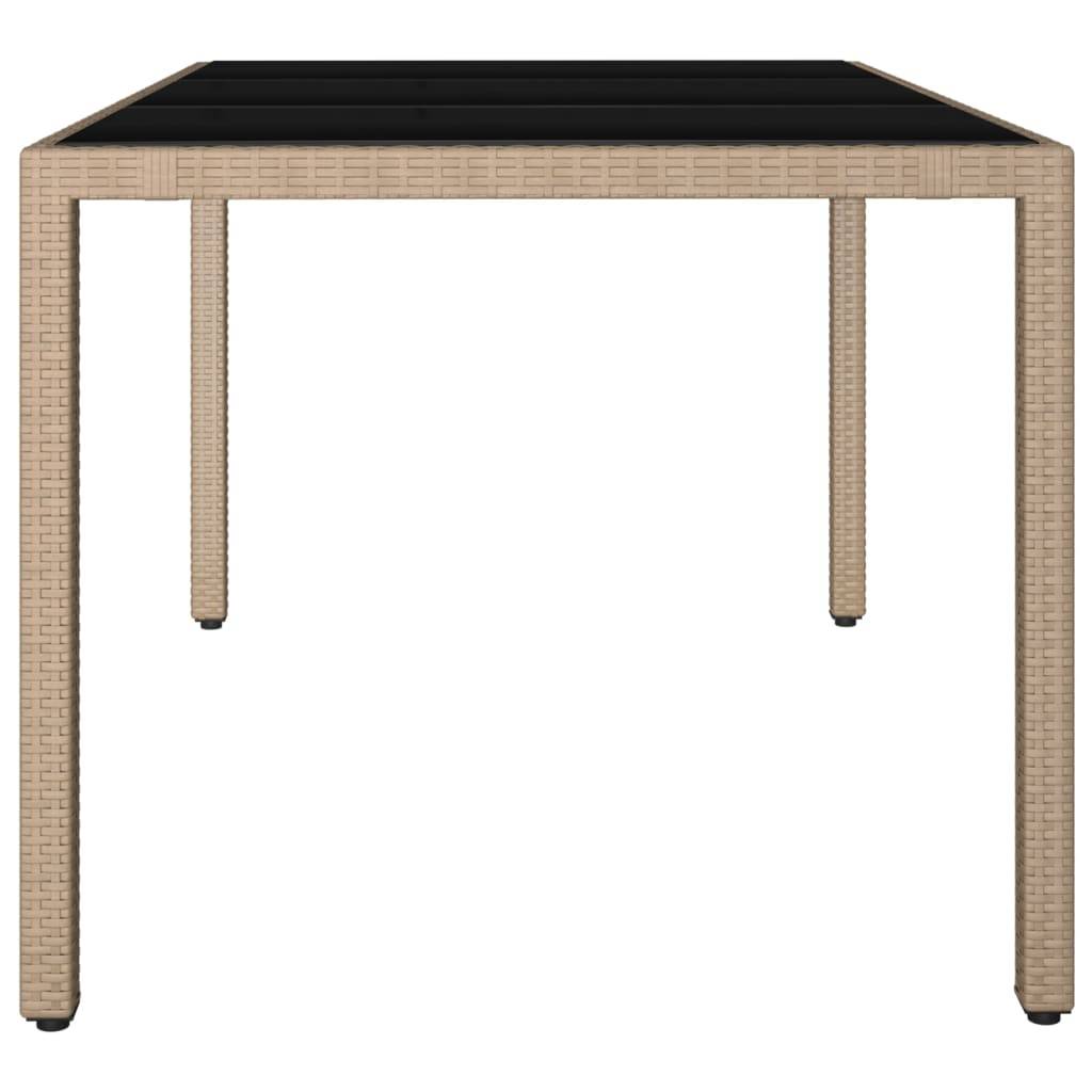 Table de Jardin Rectangulaire Beige 150x90cm en Poly Rotin et Plateau Verre Facile d'Entretien – ComfortXL Outdoor Living - Image 4