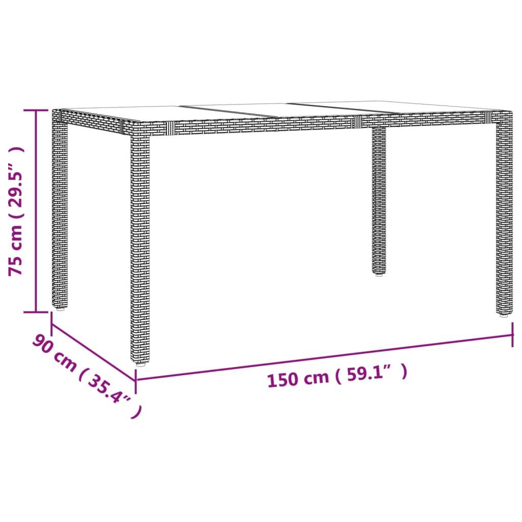Table de Jardin Rectangulaire Beige 150x90cm en Poly Rotin et Plateau Verre Facile d'Entretien – ComfortXL Outdoor Living - Image 6