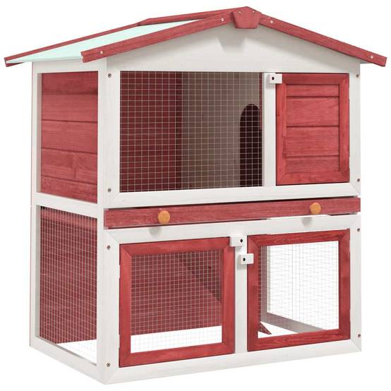 Vidaxl - Clapier d'extérieur 3 portes Rouge Bois vidaXL 170839 - Image 1