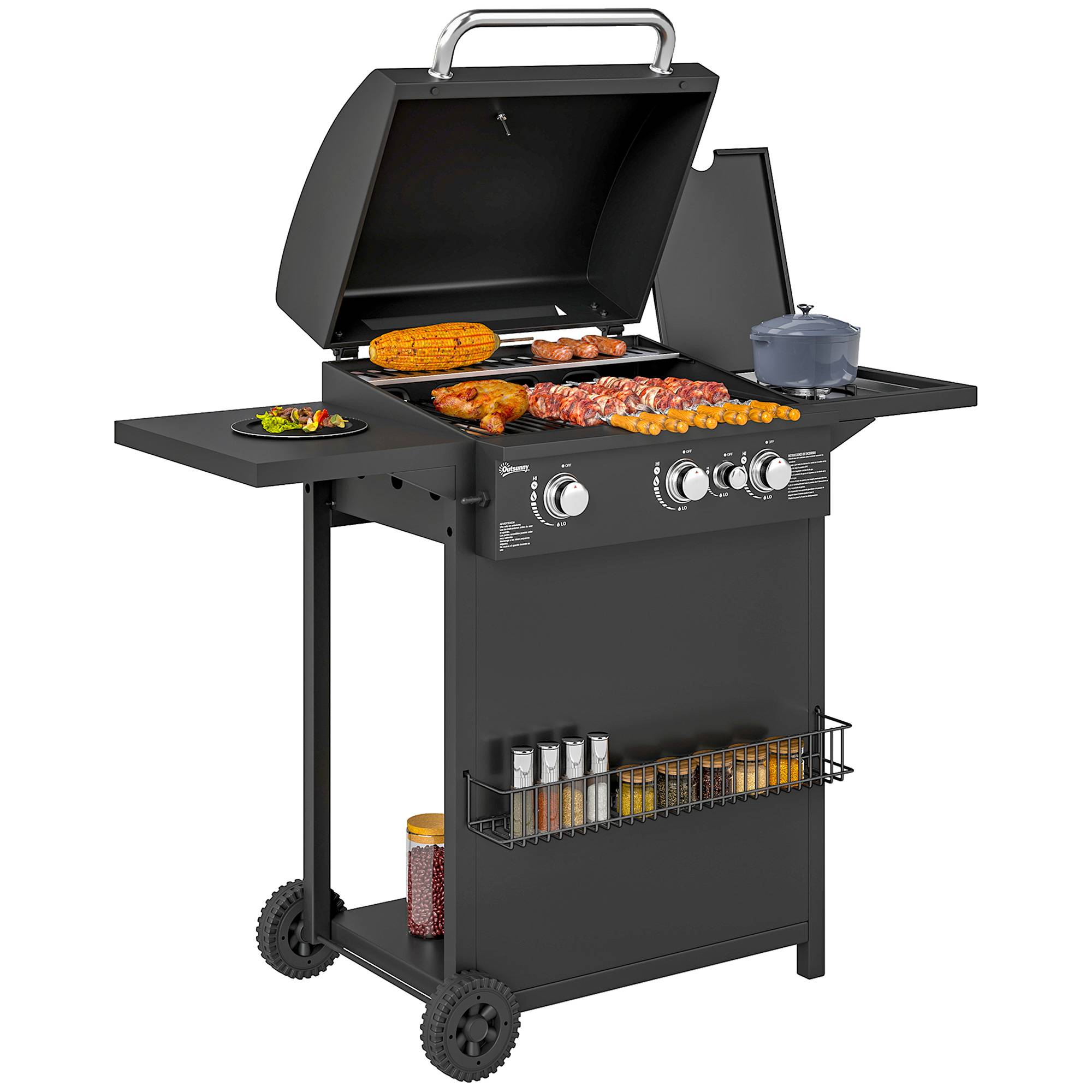 PANGIVO - Barbecue gaz acier noir 123 x 58 x 98 cm - PANGIVO - Image 1