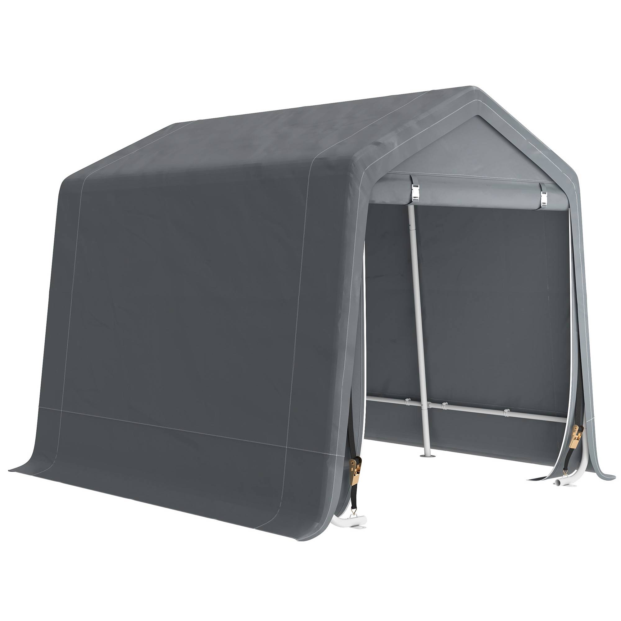 Abri vélo de jardin avec structure métallique, 2 portes zippées, imperméable, résistant aux UV, 2,4 x 2 x 2 m, gris foncé - Image 1