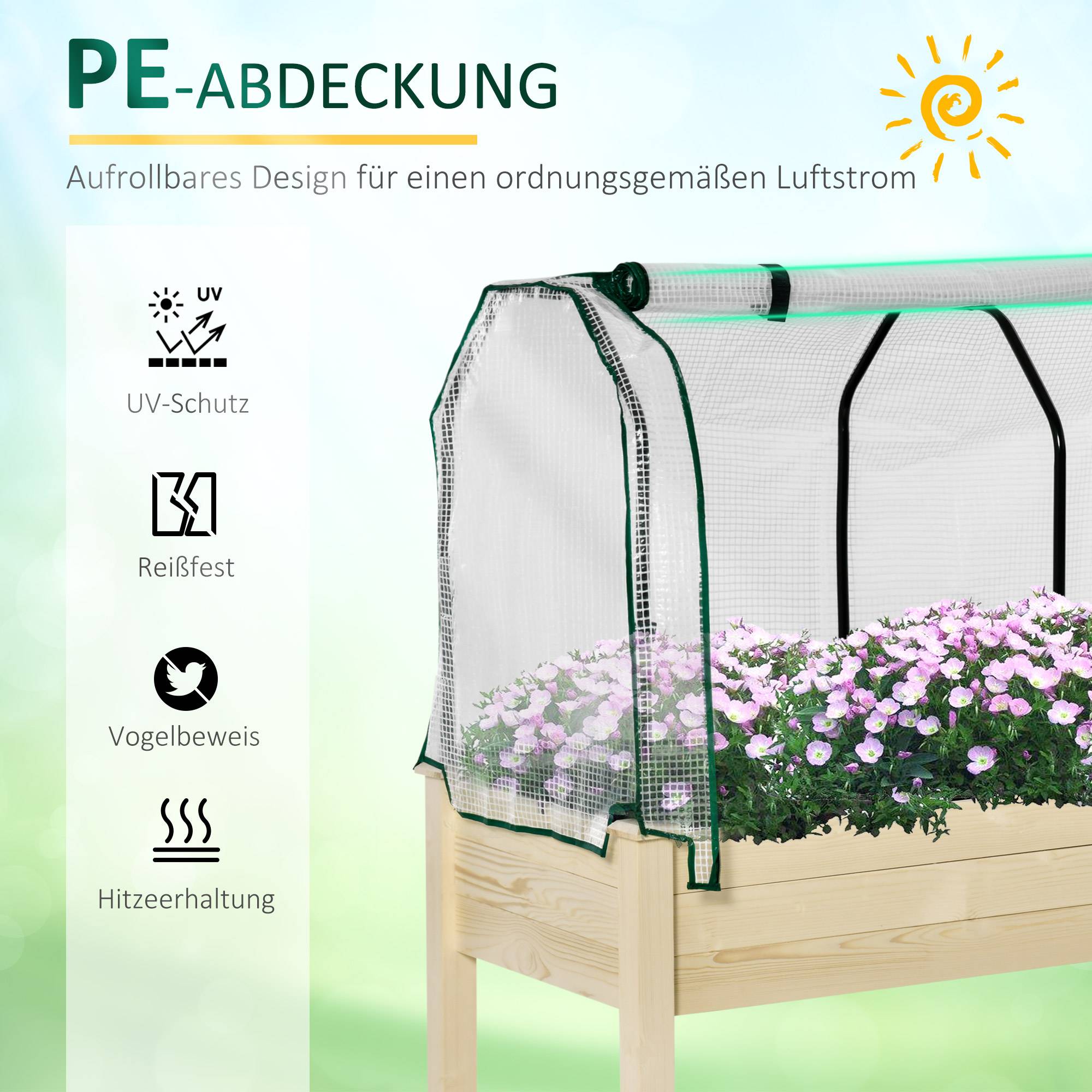 Potager sur pied bois naturel 121 x 55 x 117 cm - PANGIVO - Image 6