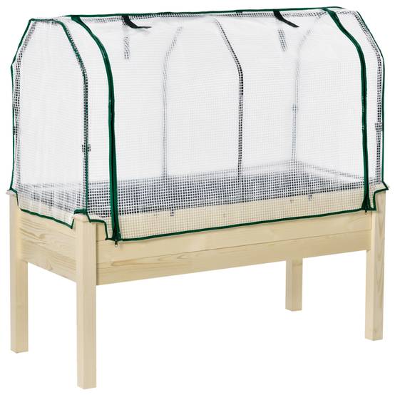 Potager sur pied bois naturel 121 x 55 x 117 cm - PANGIVO - Image 2
