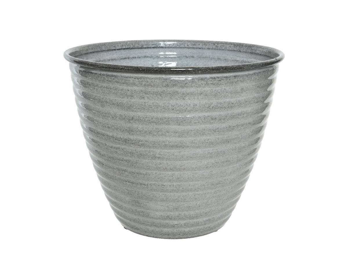 Jardideco - Cache-pot rond en acier émaillé gris Amy - Ø 37 x 30 cm - Jardideco - Image 1