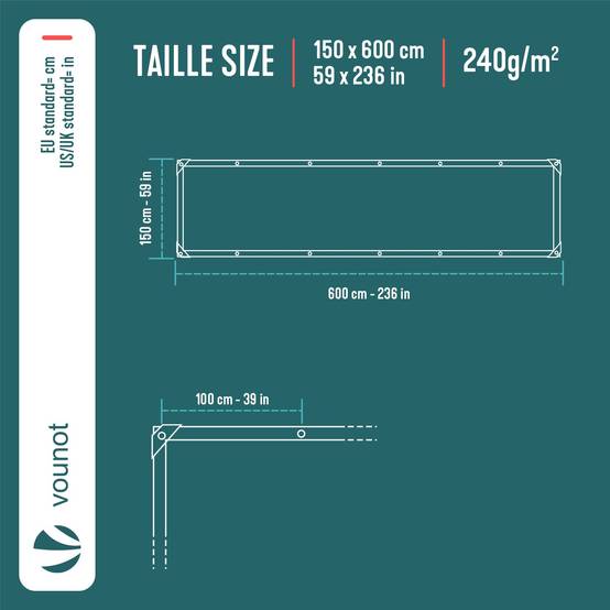 Bâche de Protection en Polyéthylène 240g/m² - 1.5x6m bleu - imperméable, anti-UV - VOUNOT® - Image 3