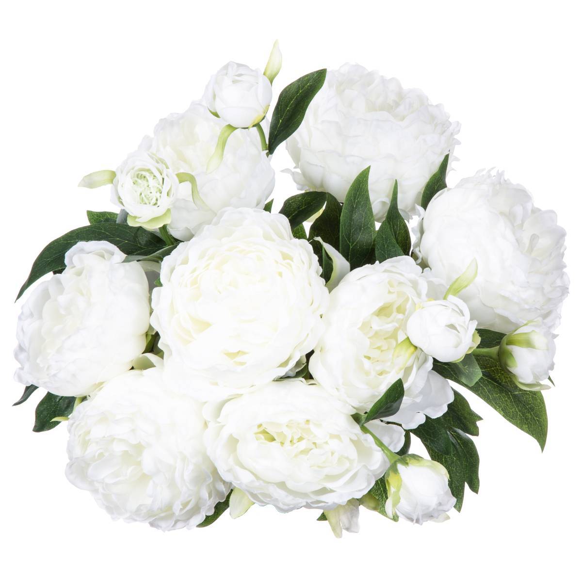 Atmosphera - Bouquet 13 pivoines artificielles blanc H50cm - Atmosphera Créateur d'intérieur - Image 2
