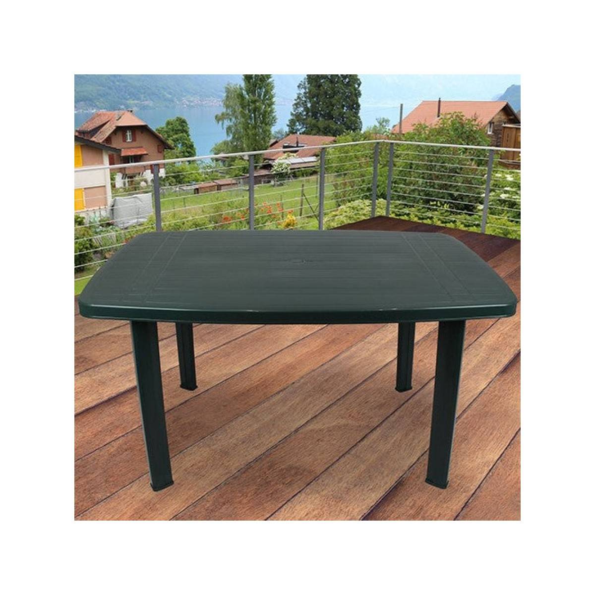 Table de jardin 137 x 85 x H72 cm Résine vert foncé Progarden Balcon Terrasse - Image 2