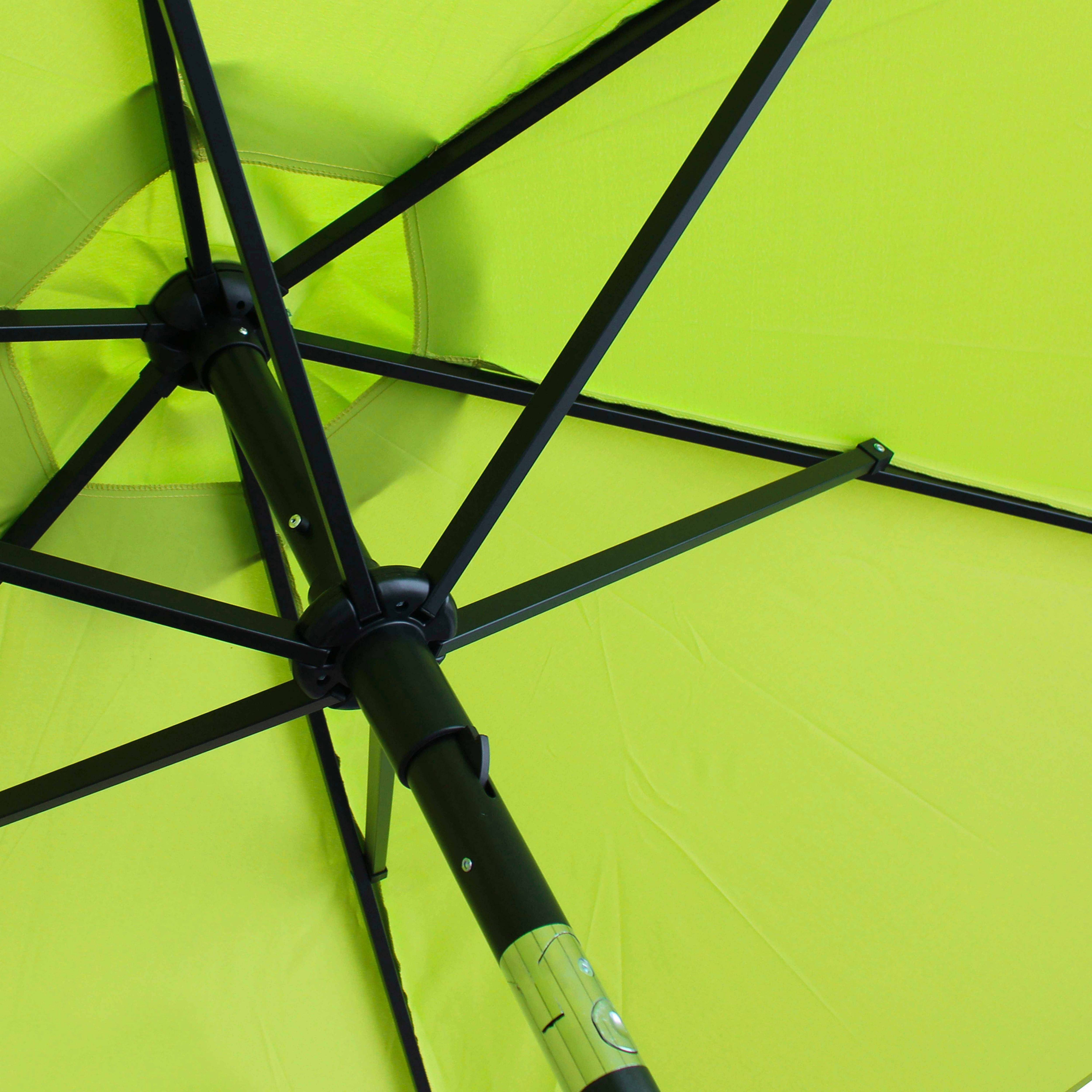Oviala - Parasol droit inclinable 3m et 4 dalles lestées aluminium vert Matera - Oviala - Image 5