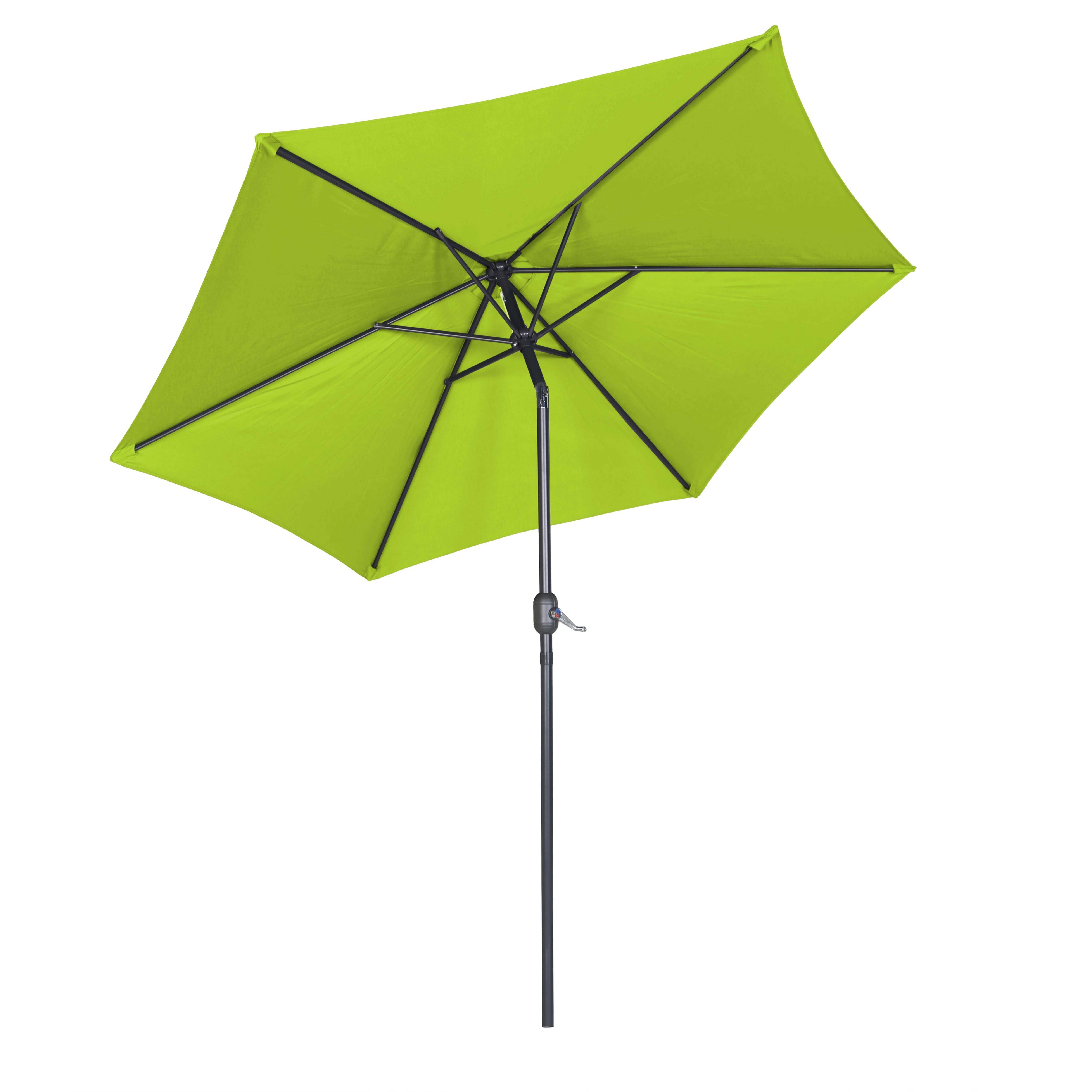 Oviala - Parasol droit inclinable 3m et 4 dalles lestées aluminium vert Matera - Oviala - Image 4