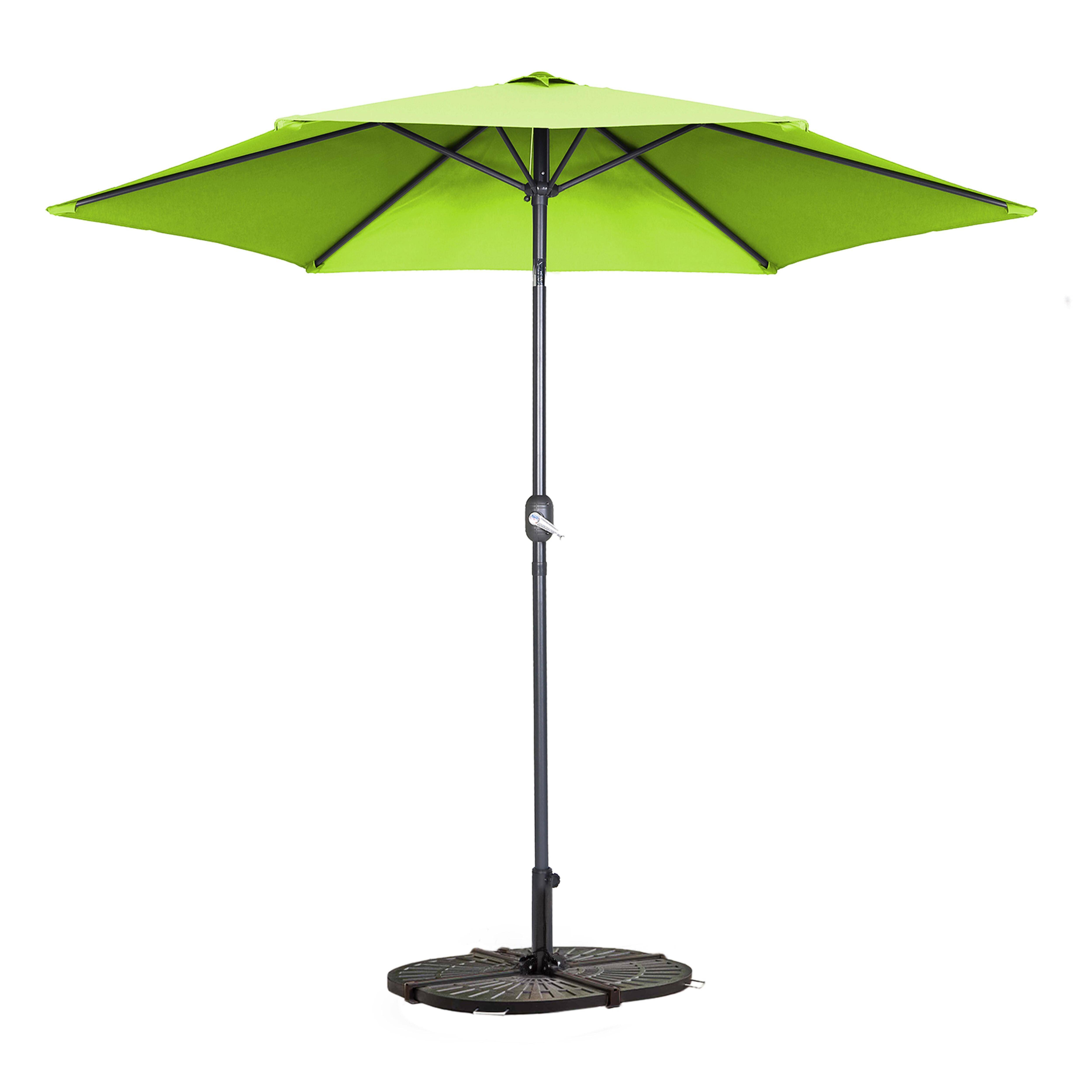 Oviala - Parasol droit inclinable 3m et 4 dalles lestées aluminium vert Matera - Oviala - Image 1