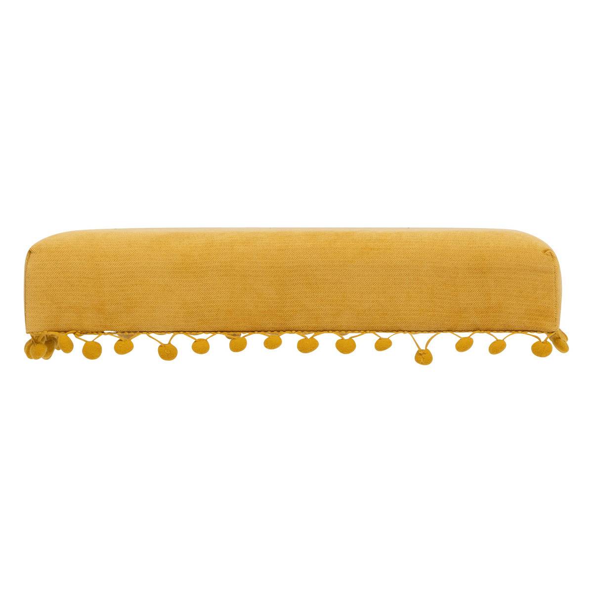 2 en 1 Pouf pliant et coffre de rangement Jaune Ocre 40 x 39 cm - Image 3