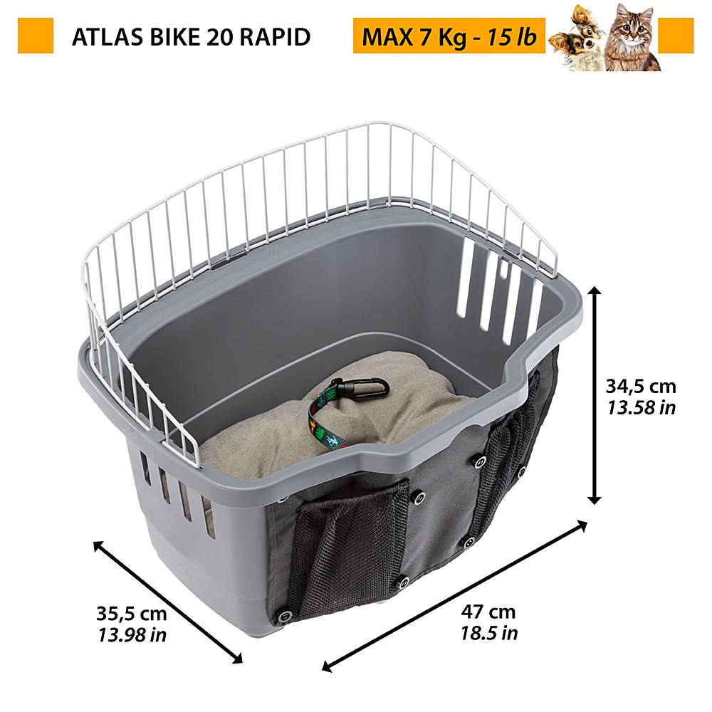 Ferplast - Ferplast Transport vélo pour chiens de petite taille ATLAS BIKE 20 RAPID Panier pour vélo petits chiens maxi 7 kg avec coussin lavable, box de voyage - Image 2