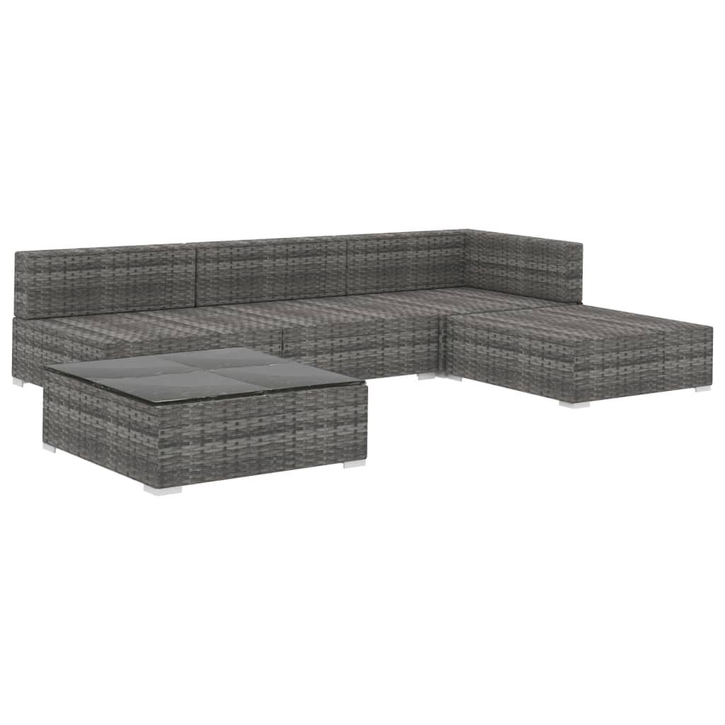 Vidaxl - Salon de jardin 5 pcs avec coussins résine tressée gris vidaXL 46783 - Image 4