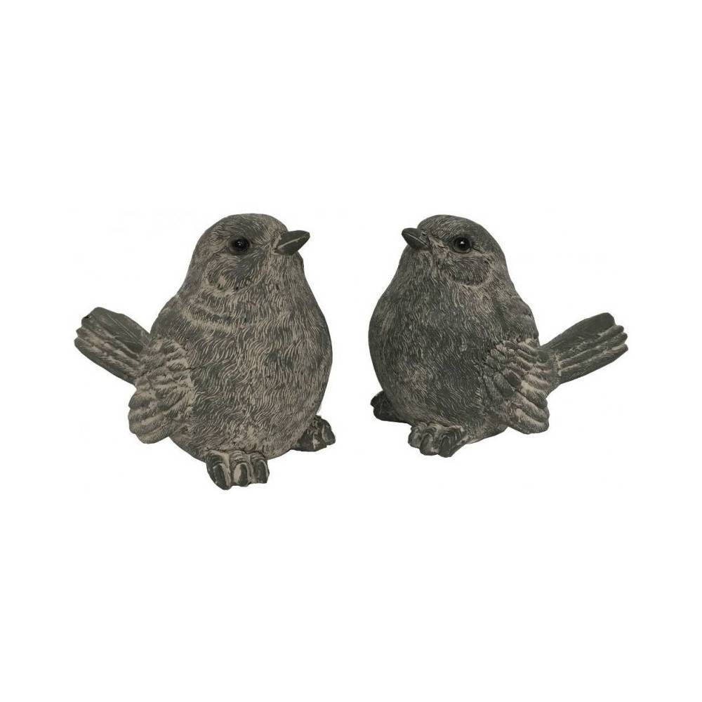 Oiseaux en résine gris 12 x 16 x 9 cm Chemin de campagne - Image 1