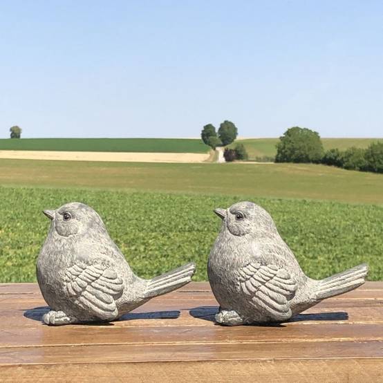 Oiseaux en résine gris 12 x 16 x 9 cm Chemin de campagne - Image 3