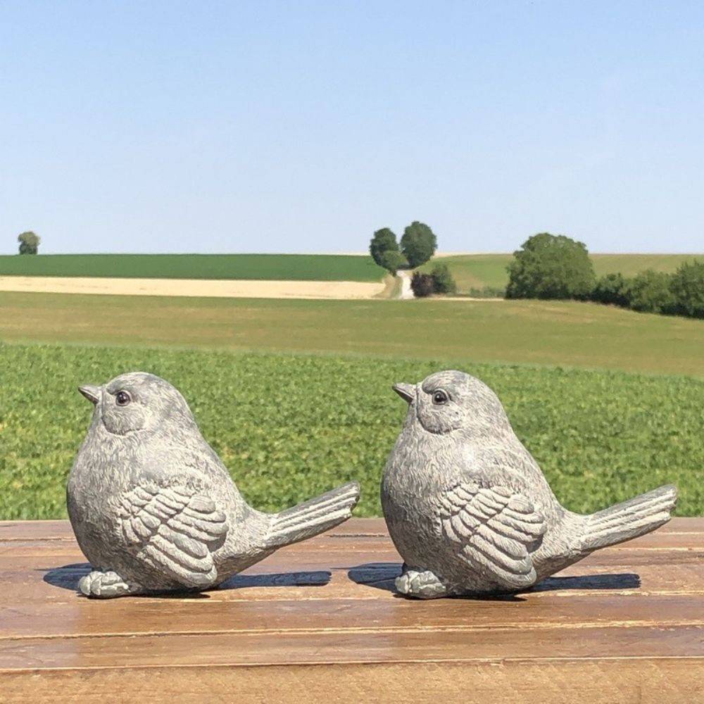 Oiseaux en résine gris 12 x 16 x 9 cm Chemin de campagne - Image 3
