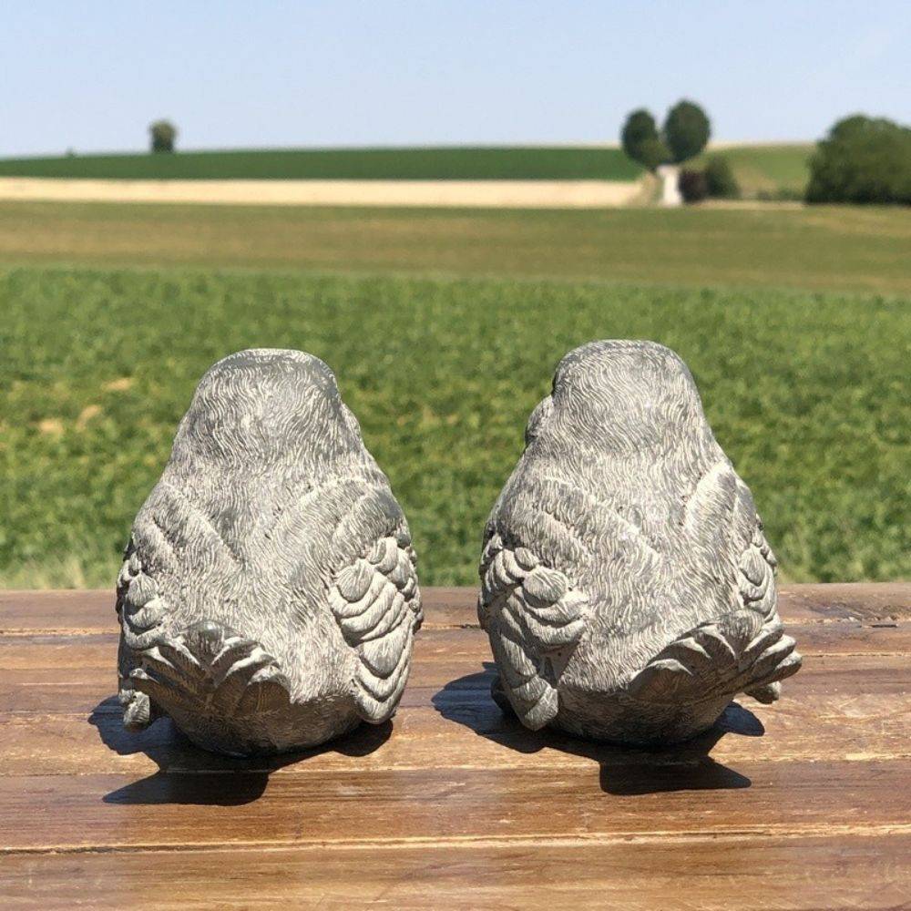 Oiseaux en résine gris 12 x 16 x 9 cm Chemin de campagne - Image 4