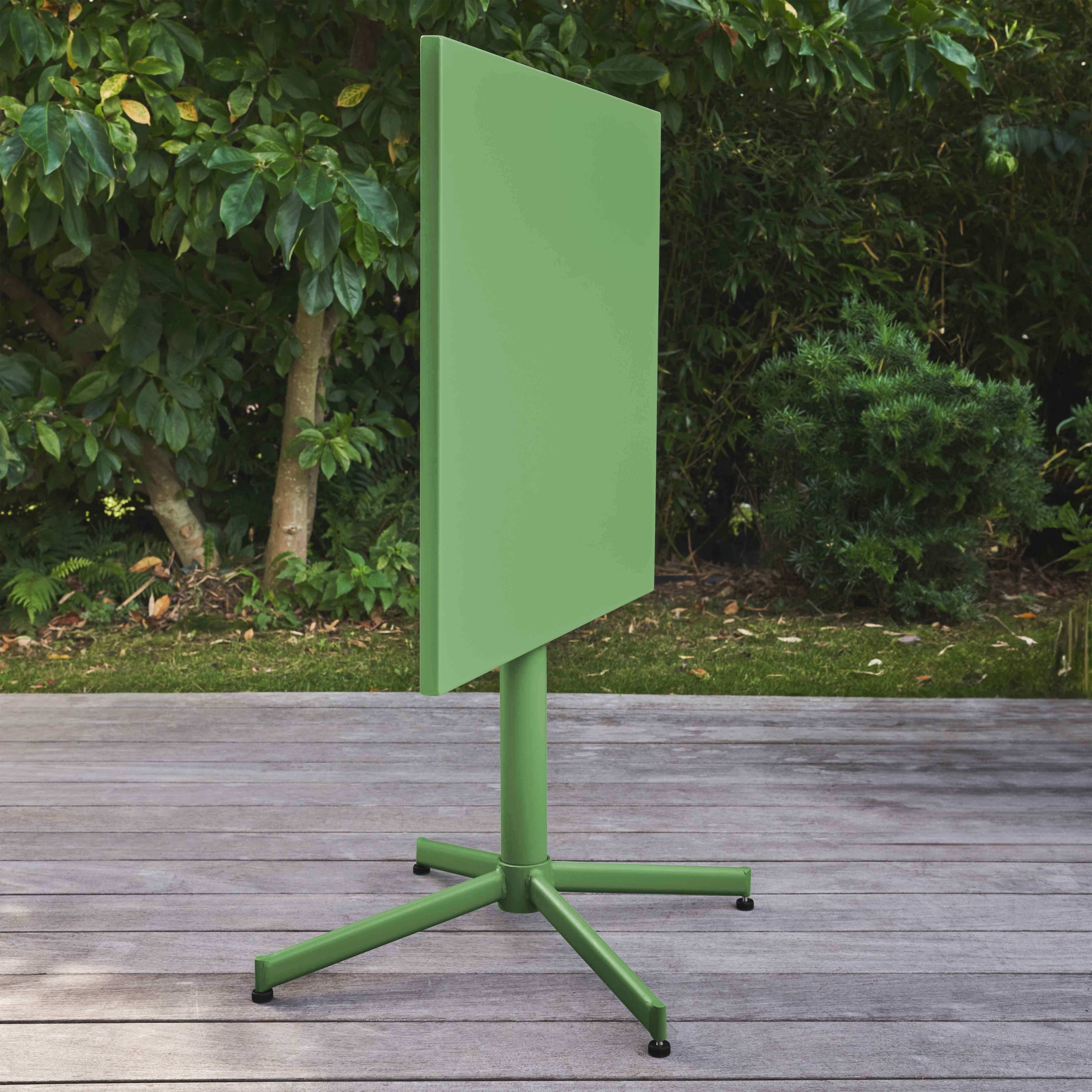 Oviala - Table de jardin carrée bistro inclinable en acier vert cactus Palavas - Oviala - Image 3