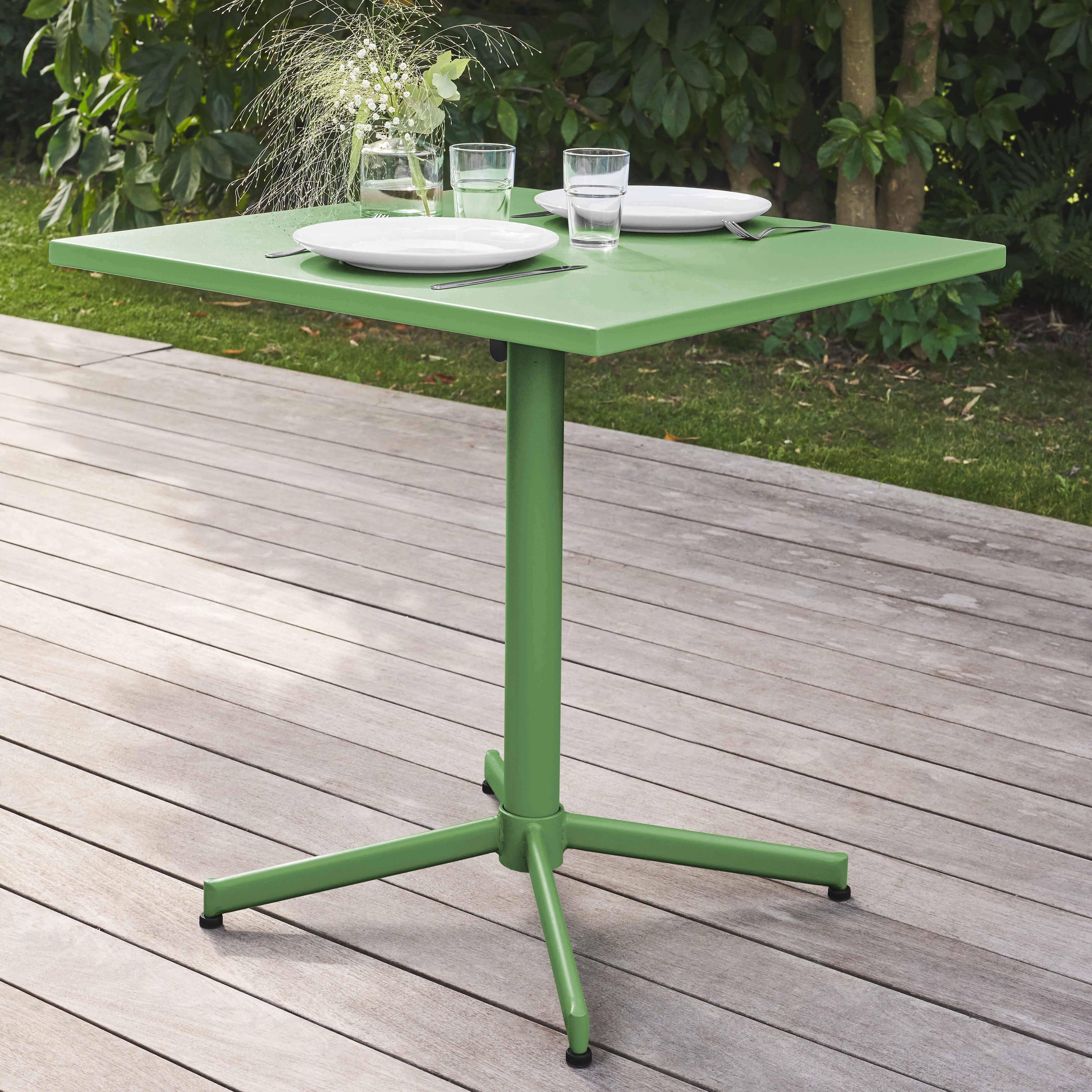 Oviala - Table de jardin carrée bistro inclinable en acier vert cactus Palavas - Oviala - Image 2