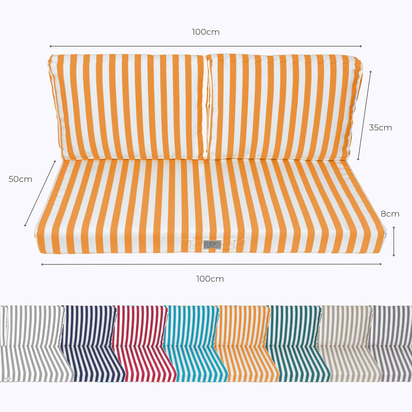 Coussins pour salon de jardin déhoussable 100x50cm Rayure jaunes - Déco arts - Image 5