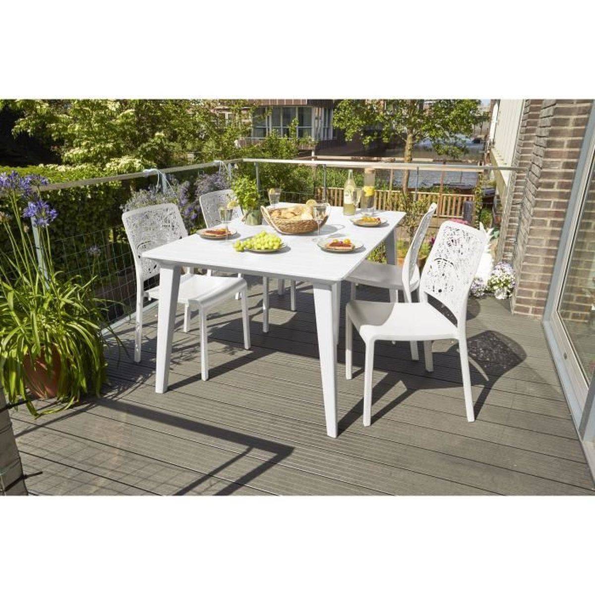Table de jardin rectangulaire blanche 157 x 98 x 74 cm, résine, assises 6 - ALLIBERT by KETER - Image 2