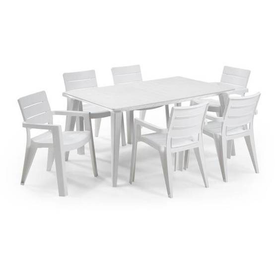 Table de jardin rectangulaire blanche 157 x 98 x 74 cm, résine, assises 6 - ALLIBERT by KETER - Image 3