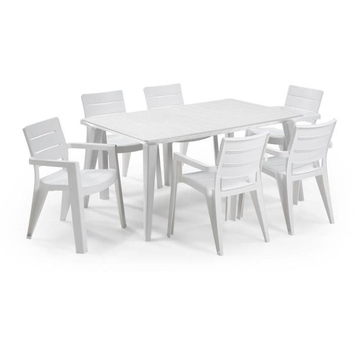 Table de jardin rectangulaire blanche 157 x 98 x 74 cm, résine, assises 6 - ALLIBERT by KETER - Image 3
