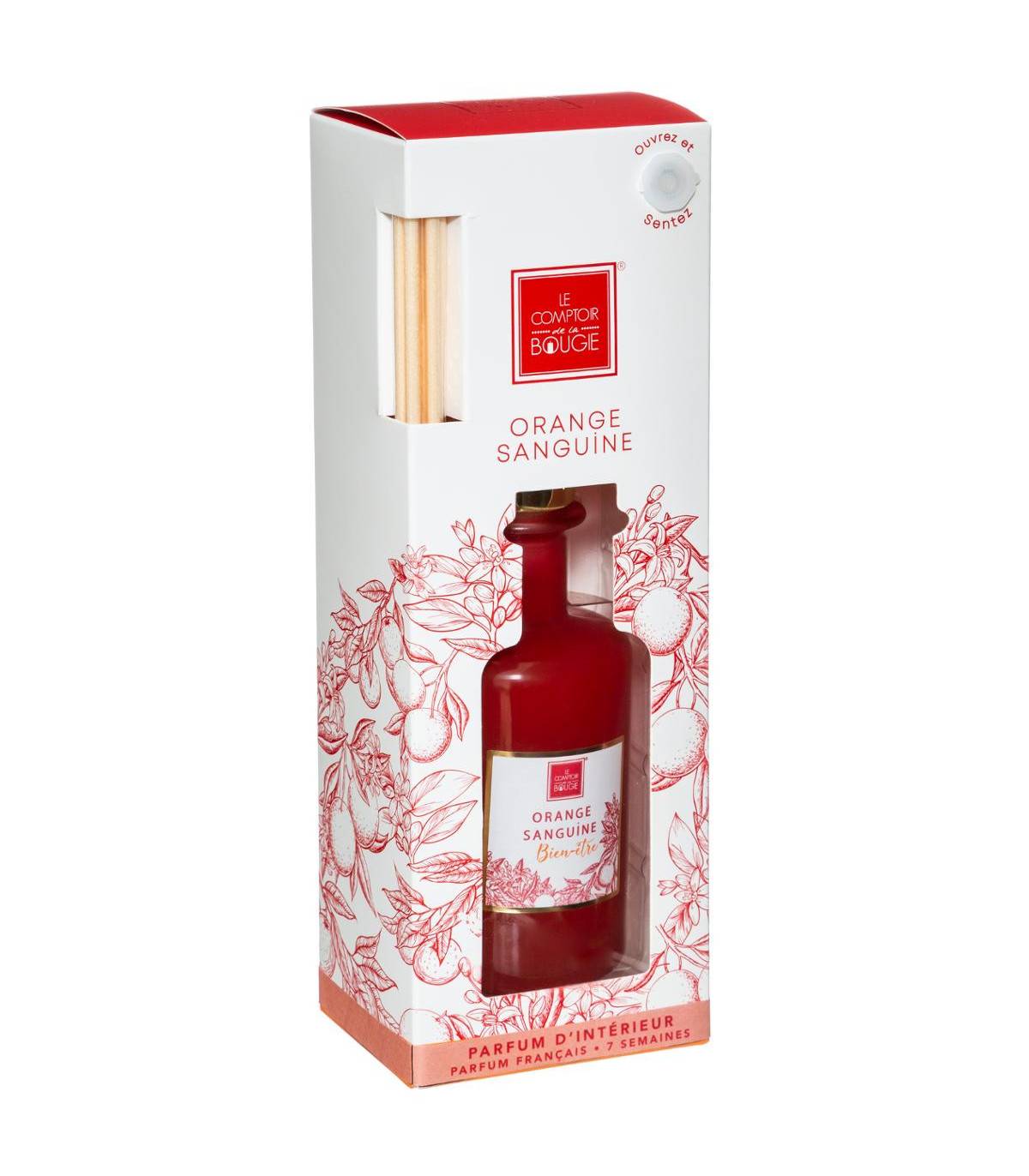 Diffuseur de parfum Orange sanguine 200 ml avec 8 Bâtonnets en rotin - Image 2