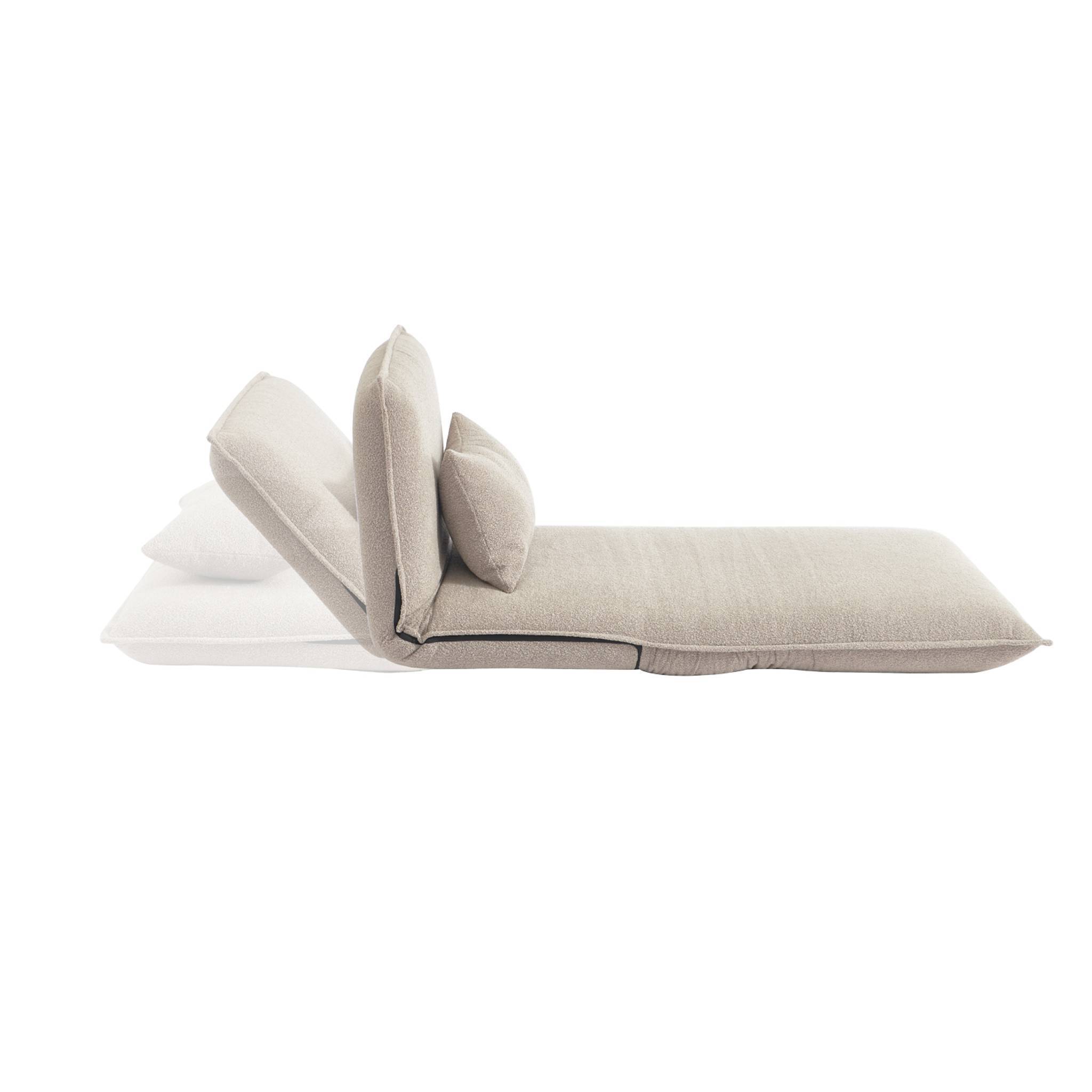 sweeek - Chauffeuse convertible 1 place en bouclette texturée beige L 99 x P 80 x  H 66 cm - Fleeep | sweeek - Image 4