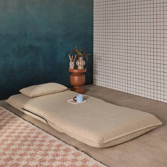 sweeek - Chauffeuse convertible 1 place en bouclette texturée beige L 99 x P 80 x H 66 cm - Fleeep | sweeek - Image 5