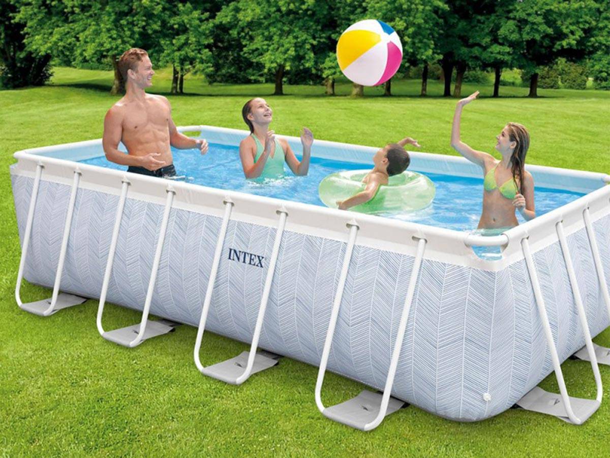 Kit piscine tubulaire Intex Chevron rectangulaire 4,00 x 2,00 x 1,00 m + 6 cartouches de filtration + Bâche de protection - Image 2
