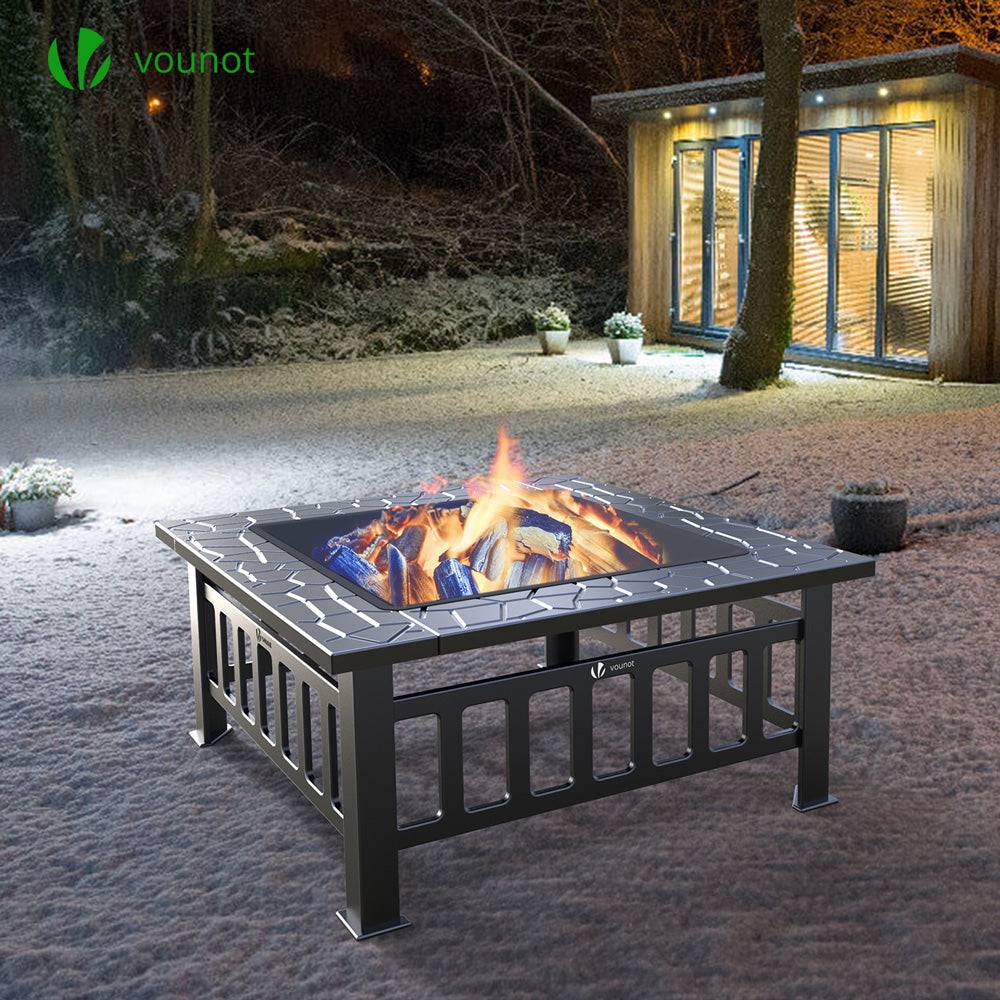 Vounot - Brasero extérieur 3 en 1 avec housse de protection - 81x81x45cm - pour jardin terrasses et balcon - VOUNOT® - Image 6