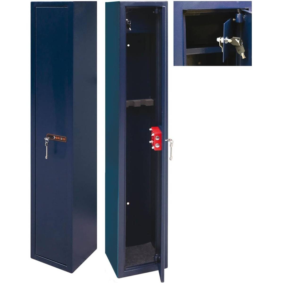 Armoire Coffre fort 3 Fusils avec Coffre Trésor Porte-Fusils Armurerie 24 x 24 x 143 cm BRIXO - Image 4