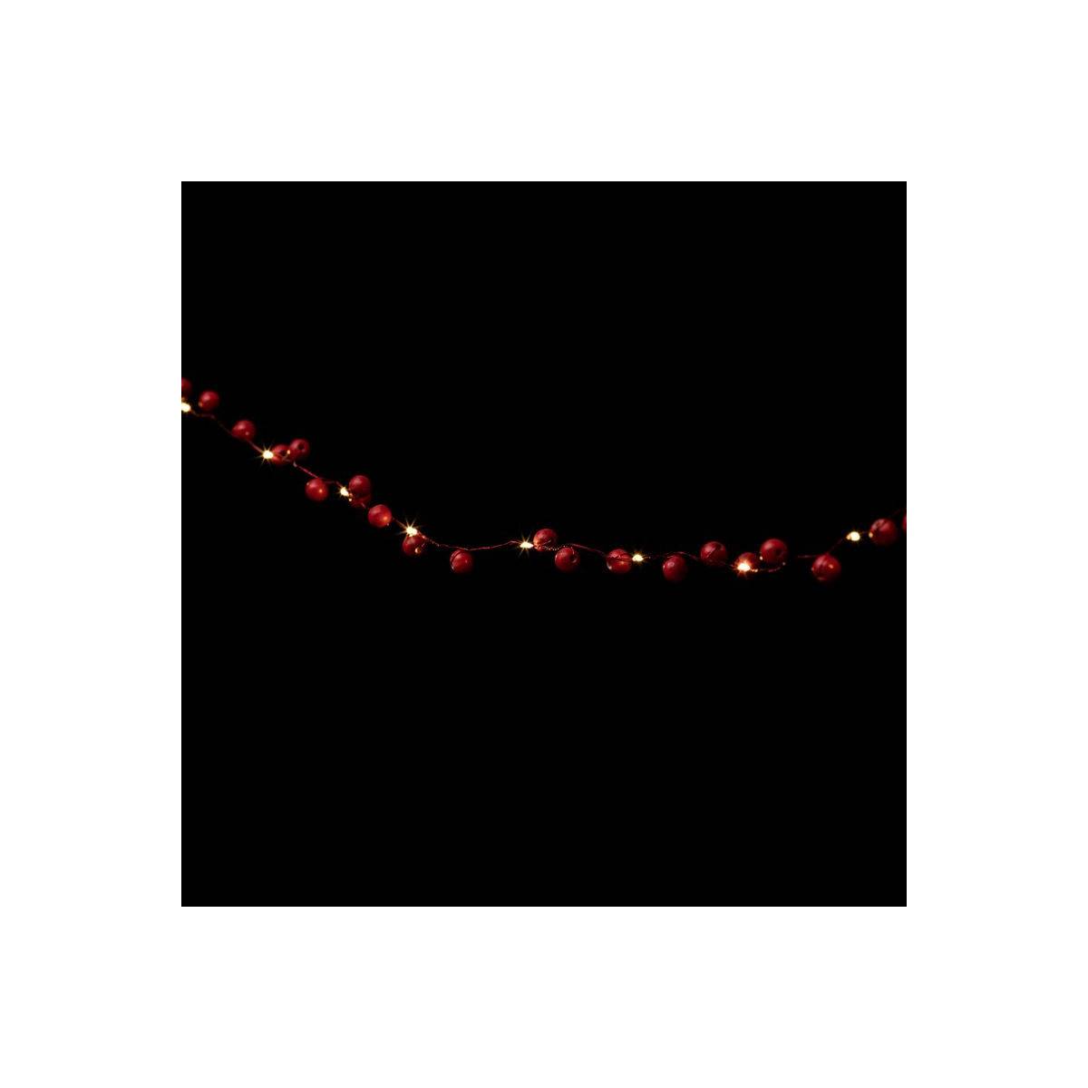 Fééric Lights & Christmas - Guirlande Lumineuse "Boules Bois" 220cm Rouge