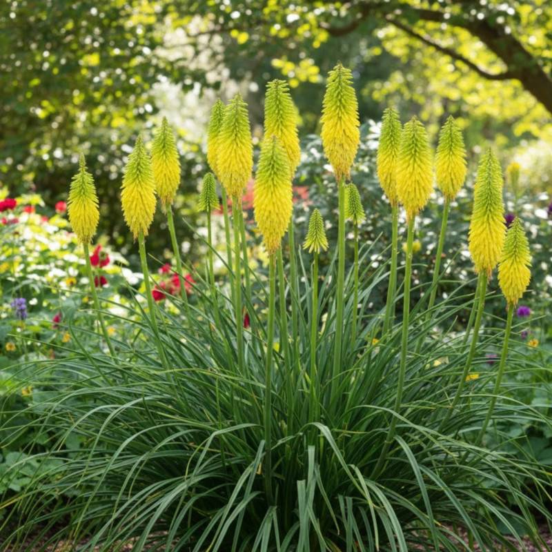 Kniphofia, Tison de Satan Bee's Lemon à fleurs Jaune/ - feuillage Caduc - Godet - 5/20 cm