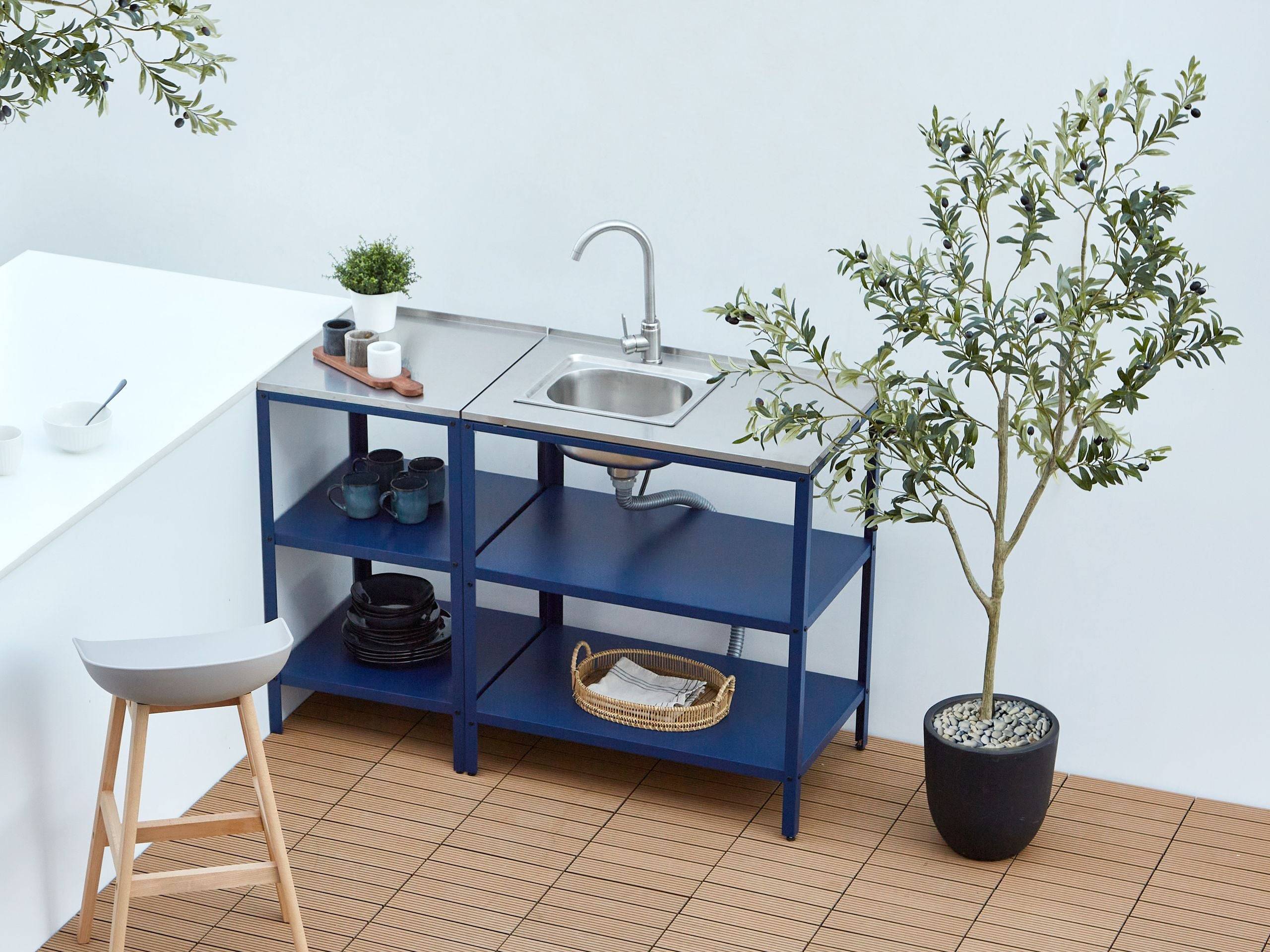 Beliani - Cuisine de jardin Acier Bleu VILAMA - 50x50x90- Beliani - Image 1