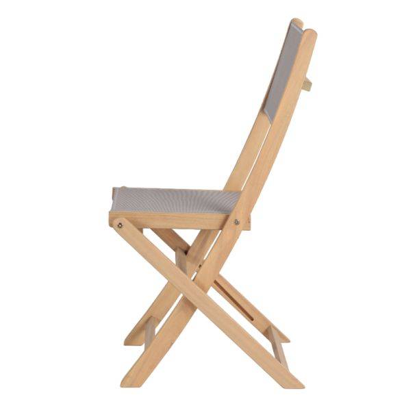 Lot de 2 chaises de jardin RIMINI en bois d'acacia FSC et textilène taupe Beau Rivage - Image 5