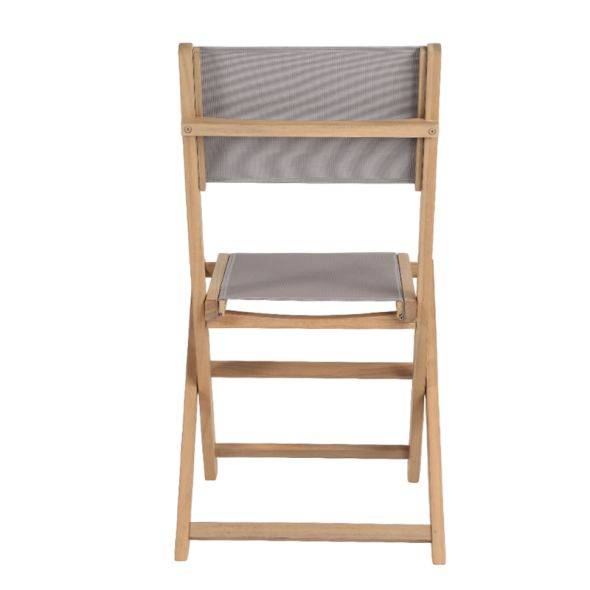Lot de 2 chaises de jardin RIMINI en bois d'acacia FSC et textilène taupe Beau Rivage - Image 6