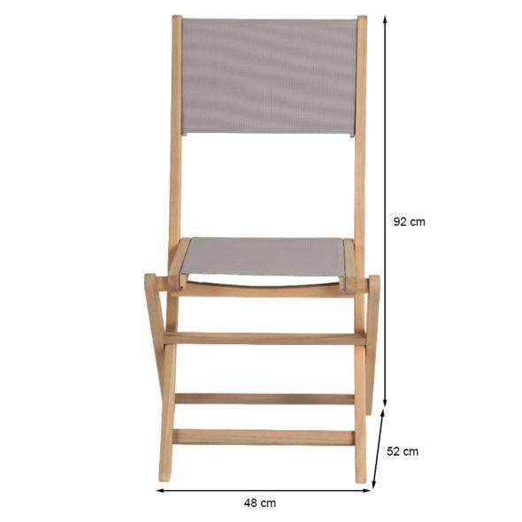 Lot de 2 chaises de jardin RIMINI en bois d'acacia FSC et textilène taupe Beau Rivage - Image 3