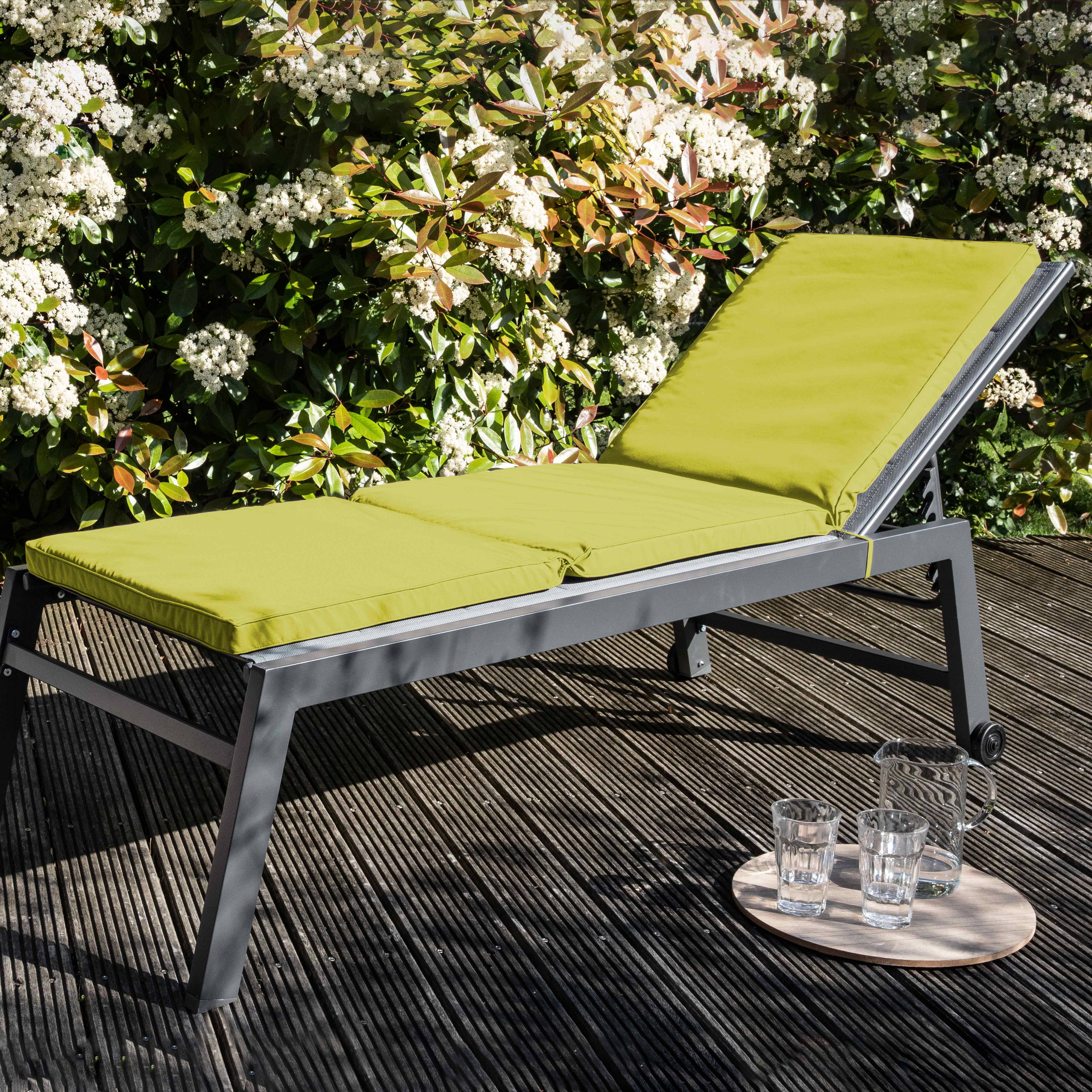 Oviala - Lot de 2 coussins bain de soleil polyester vert 186 x 53 x 5 cm Picchu - Oviala - Image 5