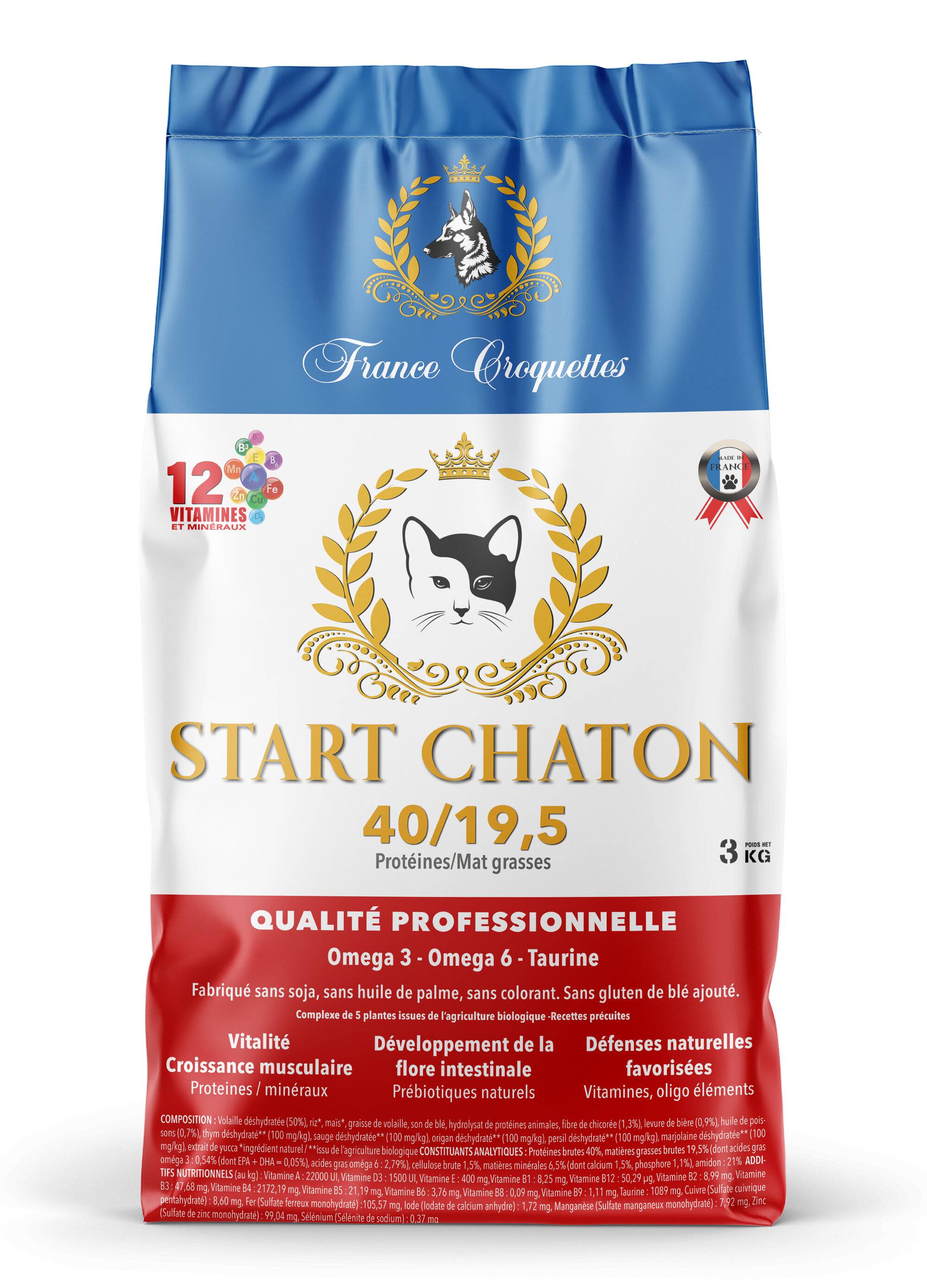 France Croquettes - croquette pour chaton start chaton – 3kg – chaton et chatte en gestation et lactation – france croquettes - Image 1