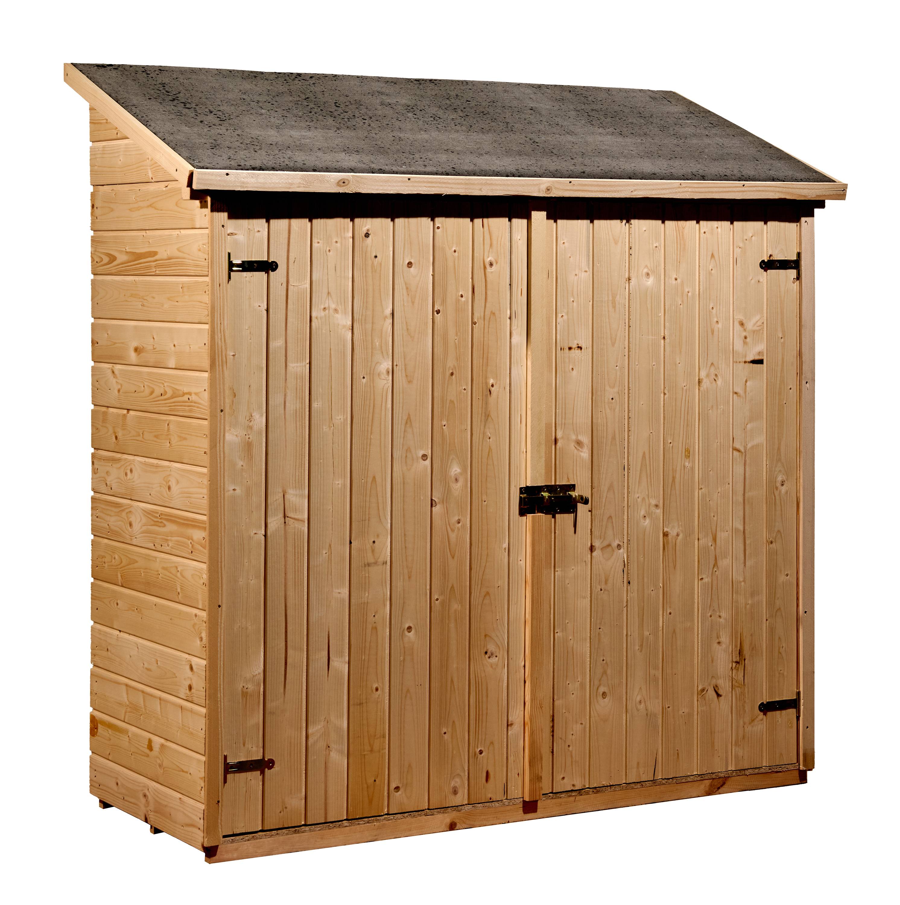 Habrita - Abri mural bois massif de rangement grand volume avec étagère de rangement couverture bitumée / 16 mm / dim ext : L 175 x l 72 x H 174 cm - Image 3